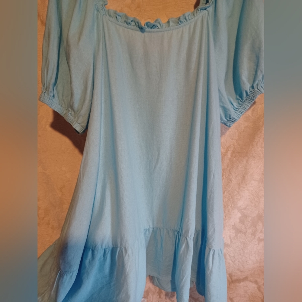 Light Blue Ruffled Button-Down Dress - Picture 5 of 10